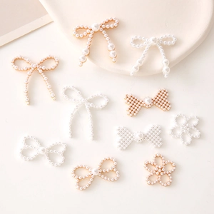 Breloques Bijoux DIY Alliage Künstliche Perle Nœud Papillon Fleur Pour Coque Téléphone Accessoires Chaussures Strass Style Élégant