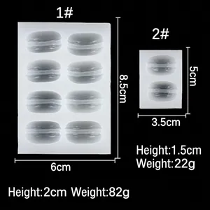 Silicone macaron molds for candle making and baking in two sizes with clear dimensions