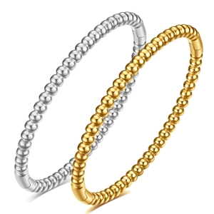 Minimalist Polished Round Bead Bangle Bracelet Stainless Steel Hinge Clasp Fashion Jewelry