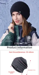 Détail du bonnet en tricot d'hiver avec doublure polaire douce et tour de tête 55-60cm