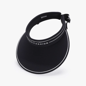 Women's black ice silk sun visor with white stripe trim and ANDIFASHION logo detail