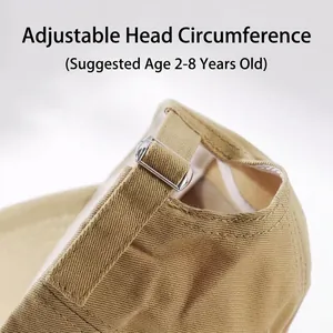 Adjustable kids khaki baseball cap with metal buckle closure for 2-8 years old