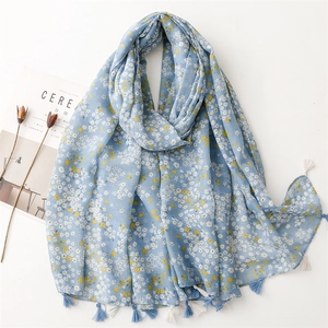 Floral Tassel Scarf Polyester Bali Yarn Fresh Small Daisy Long Lightweight Wrap Sun Protection For Women Travel Beach