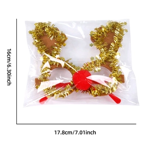 Detailed size specifications for reindeer antler Christmas party glasses in packaging