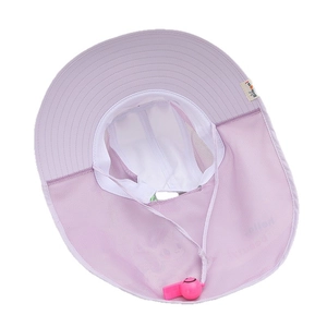 Lavender unicorn sun hat for girls with breathable mesh neck flap and safety whistle
