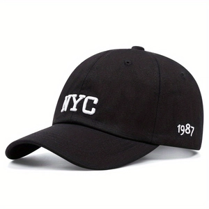 Damen Herren Casual Baumwollmischung Baseballkappe NYC Buchstaben Stickerei Sonnenschutz Streetwear Verstellbarer Hut Unisex Outdoor