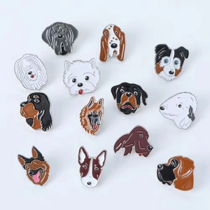 Cartoon Dog Enamel Pin Brooch Zinc Alloy Animal Head Badge For Clothing Bag Decorative Jewelry Accessory For Pet Lovers