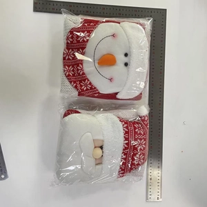 Detail of Christmas snowman and Santa Claus chair covers with measurements