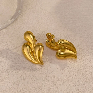 Elegant gold-plated stainless steel teardrop earrings with a polished mirror finish for women