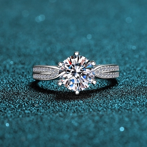925 Sterlingsilber Moissanit Zirkonia Ring Klassische Sechs-Krallen-Fassung Stern Königin Krone Fingerring Für Damen Hochzeits Schmuck Geschenk