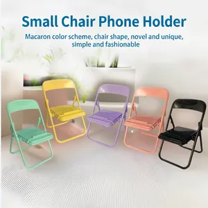 Creative Mini Chair Shape Foldable Phone Holder Desktop Stand Macaron Color Portable Plastic Mobile Support Ornament
