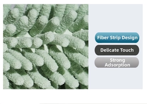 Macro detail of soft light green chenille fibers for efficient electrostatic dusting