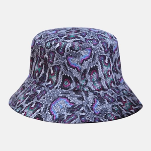 Bunter Schlangenmuster Bucket Hat Gekämmte Baumwolle Sonnenschutz Atmungsaktive Modische Anglerhut Für Damen Outdoor