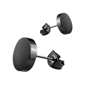 Minimalistische schwarze runde Ohrstecker aus hypoallergenem Edelstahl für Damen und Herren