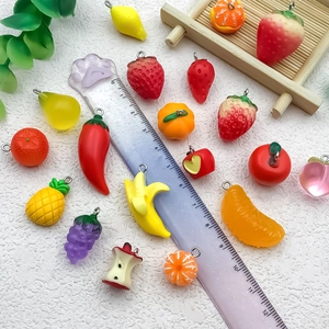 Collection of realistic resin fruit and vegetable charms for DIY jewelry and crafts