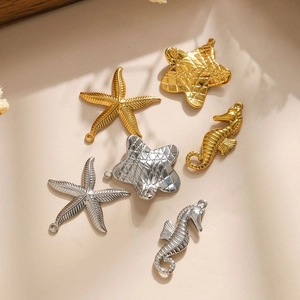 304 stainless steel marine charms in gold and silver finish with starfish and seahorse motifs