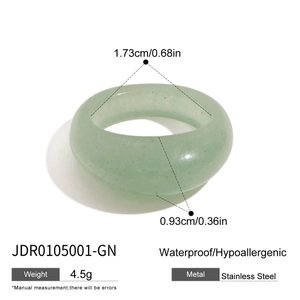 Dettaglio dell'anello in pietra verde con larghezza 0,93cm e diametro interno di 1,73cm