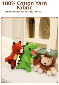 Detail of handmade crochet animal toys showing soft cotton texture for babies