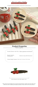 Detailed size specifications for red cherry hair clip with rhinestones and alloy material