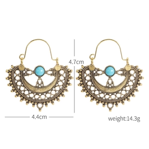 Detailed size view of turquoise drop earrings with dimensions and weight in grams