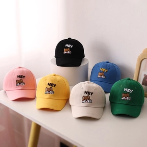 Cappello Da Baseball Per Bambini Cotone Ricamo Cane Cartone Animato Lettera HEY Protezione Solare Ragazzi Ragazze