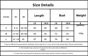 Detailed size chart for pink polka dot nightgown with US/EU size conversion table