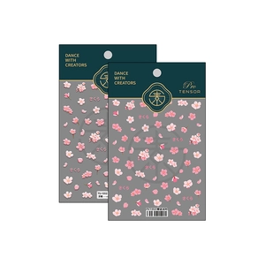 Pro 3D embossed cherry blossom nail stickers TS-1352 in delicate pink floral design