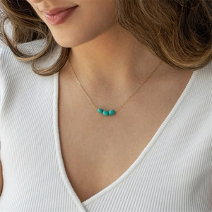 Turquoise Choker Necklace Minimalist Copper Gold Plated Pendant Jewelry For Women Bohemian Style Thin Chain