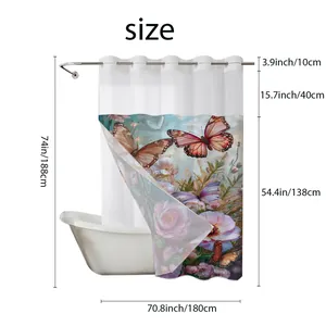 Detaillierte Größentabelle für Blumen-Duschvorhang mit Maßen von 180x188 cm und Layout