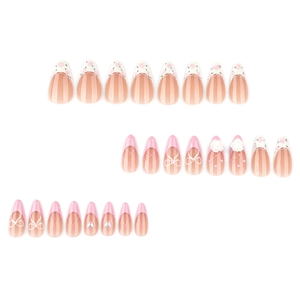French style press-on nails set with 3D white camellia, pearls, and pink floral patterns
