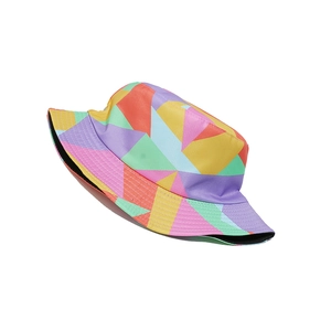 Rainbow geometric checkered bucket hat with reversible design for women and students