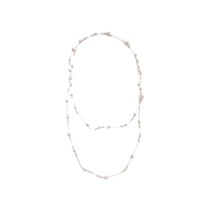 Elegant double-layer pearl necklace with sparkling crystal beads on a clean white backdrop