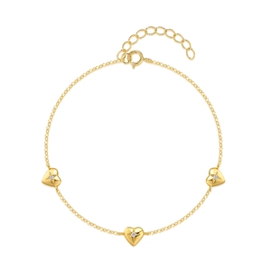 Elegant gold heart bracelet for women with white rhinestones and adjustable link chain