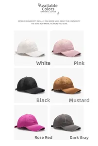 Multiple colors of distressed cotton baseball caps featuring vintage frayed edge details