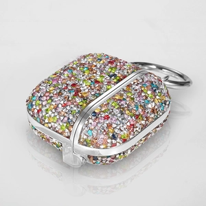 Sparkling multi-color crystal rhinestone case for AirPods with metal carabiner ring