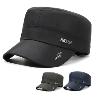 Herren Cadet Cap Flache Kappe Schnelltrocknend Atmungsaktiv Polyester Verstellbar Outdoor Sport Sonnenschutz Militärstil