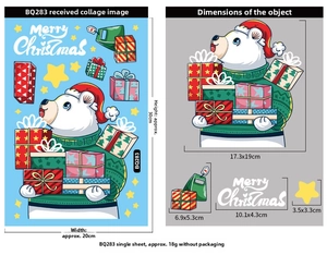 Detaillierte Größenangaben für Eisbär- und Merry Christmas-Themen-Glasaufkleber