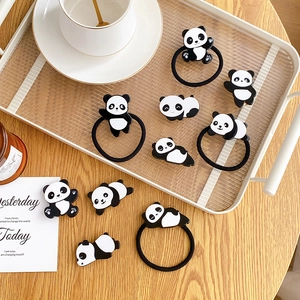 Cute panda hair clip and elastic hair tie set made of high-quality acetate fiber