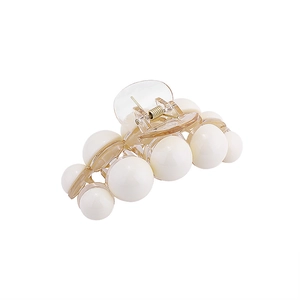 Pince à cheveux élégante en acrylique perle blanc crème pour accessoires de mode coréens