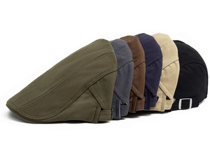 Detail of adjustable metal buckles and high-density cotton texture on six retro ivy caps