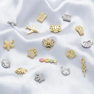 Brass Zircon Airplane Passport Bee Starfish Animal Paw Enamel Pendants DIY Jewelry Charms Accessories