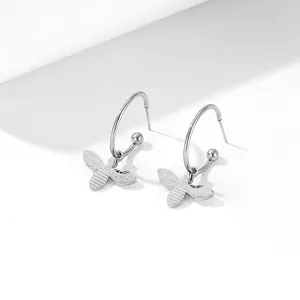 Boucles d'oreilles créoles abeilles minimalistes en acier inoxydable pour femmes