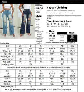 Detailed size chart for high-waist straight jeans with measurements in inches and centimeters