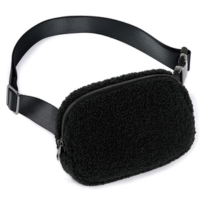 Plush Waist Bag Teddy Fleece Belt Bag Adjustable Strap Stylish Fanny Pack For Women Outdoor Running Hiking Travel