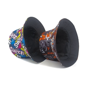 Graffiti bucket hats for men and women with bold letter prints for street fashion