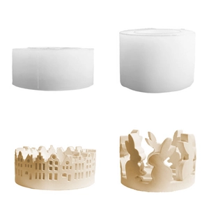 DIY Silicone Mold For Candle Holder House Rabbit Silhouette Plaster Resin Casting Home Decor Festive Crafting