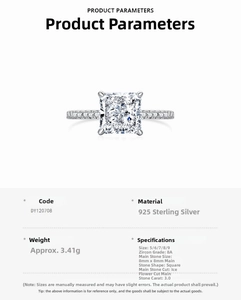 Especificaciones del anillo de plata 925 con circonita de 3ct talla flor de hielo.