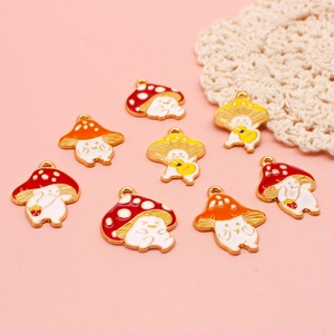 Pendentifs champignons colorés en alliage émaillé pour la création de bijoux DIY