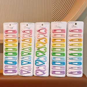 Kids Hair Clips Colorful Rainbow Macaron Alloy Painted Heart Star Triangle Shape Barrettes For Girls Toddlers Cute Accessory