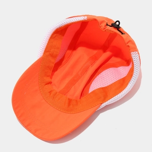 Detail view of quick-dry hat with breathable mesh and adjustable elastic drawstring